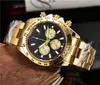 Montres-bracelets pour hommes en acier inoxydable Golden Men Fashion Casual Watch All Small Dial Work Clock