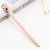 2021 Vendendo Bela promocional Luxo Papeleria Bonito Sparkle Rose Gold Metal Ball Caneta Royal Crown Ballpoint Caneta com logotipo personalizado