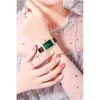 Wristwatches Fashion Waterproof Women's Watch Simple Temperament Malachite Texture Dial Net Red Same Style Square Small Green