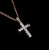 Iced Rose Gold Ankh Egyptisk Hänge Hiphop Zirconia Nail Cross Necklace för män Kvinnor Smycken med 24-tums repkedja