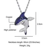 Hip Hop Bling Shiny Iced Out Micro Paved CZ Blue Shark Shape Necklaces & Pendants For Men Rapper Jewelry With Tennis Chain X0509