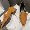 Kadın Ayakkabı Seksi Yüksek Topuklu Bahar Yaz Sığ Ağız Sivri Casual Yalınayak Ayakkabı Kadın Tıknaz Topuklu Perçin Deri Ayakkabı