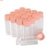 Bouteilles en verre transparent de 4ml, 16x40mm, avec couvercles en plastique rose, Mini petits pots, Vialsgoods, vente en gros, 100 pièces