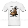 Sehr beschäftigt Sloth T-shirt Herren Top T-shirts Lustige Cartoon T-shirt Sommer Grau T-shirts Kurzarm Baumwolle Kleidung Plus Größe 210629