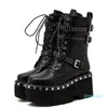 Bottes Boucle Rivet Plateforme Punk Gothique Femmes Chunky Block Talons Hauts Combat Militaire Moto Cosplay