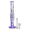 14 inch Tall Ice Smooth Helix coil beaker bong purple percolator with down stems and bowl glass bong recycler dab rig 14mm