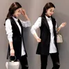 Aelegantmis Klasik Uzun Yelek Kadınlar Zarif Takım Elbise Yelek Bahar Sonbahar Kolsuz Ceketler Giyim Ofis Bayan İnce Yelek 211006