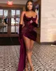 Plus Size Arabic Aso Ebi Stylish Burgundy Sexy Prom Dresses Sweetheart Short Velvet Evening Formal Party Second Reception Gowns Dress ZJ254