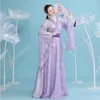 Chinese traditional hanfu women cosplay fairy costume TV Film apparel purple gown elegant princess dress ancient style dance stage wear