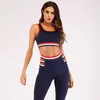 2 pcs Mulheres Sports Sports Red Sportwear Sportwear Traje Deportivo de Mujer Cintura alta Running Fitnpants Workout Gym set x0629