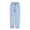 Primavera outono moda algodão jean jean jean azul cintura azul retro harem lavado escritório senhora casual fêmea k344 210809
