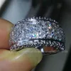 Tamanho 6/7/8/9/10 jóias de luxo completo aaa cz 10kt branco ouro encheu mulheres simuladas pedras casamento anel nupcial