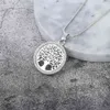 Collier pendentif rond creux en cristal arbre de vie pour femmes, couleur argent, or Rose, bijoux cadeau, 2020