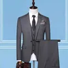 2022 Men's Autumn New Striped Suit Youth Slim Fit Plaid Suit Professional Business Casual Suit Three Pieces X0909