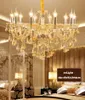 Chandeliers shixnimao lâmpada crys estilo europeu deluxe cristal pingente de cristal sala de estar champanhe