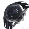 Mannen Top luxe horloge Casual Quartz LED Digital Black Rubberen Strap Mens Multifunctionele Militaire Horloges Waterdicht Mannelijk Sport Horloge