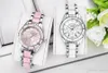 Luxurious Brand Fashion Quartz dive Watch Pink Women Diving Ladies False Ceramic strap Watches Waterproof high quality sports Wristwatches