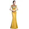 Vêtements ethniques chinois traditionnel femmes mince Qipao Suzhou broderie fleur Cheongsam femme soirée robe de soirée col Mandarin Vestidos