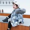 2021 nouvelle veste de camouflage d'hiver pour enfants mode garçons Parkas-30 degrés col de fourrure véritable épaissir fille combinaisons de neige manteau 3-10 ans H0909