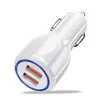 Quick Charger 18W PD USB-C 2 usb Ports Type C QC3.0 2A Fast Car Chargers Power Adapters For IPhone 11 12 13 Samsung Android Phone PC GPS With Box