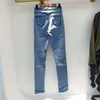 Automne femmes jean taille haute Simple fente lavé décontracté bleu clair couleur fermeture éclair Cowboy pantalon tendance 5A267 210427