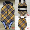 Kinder Plaid Bikinis Badeanzüge Kreis Gepolsterte Push Up Frauen Bademode Outdoor Strand Reise Urlaub Bandage Badeanzug Hohe Qualität