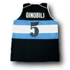 Nikivip Manu Ginóbili # 5 Equipo Argentina Camiseta de baloncesto para hombre Camisetas blancas cosidas por encargo Cualquier nombre Número Tamaño 2XS-6XL