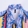 Casual shirts voor heren mode luxe koninklijk shirt hof stijl mannen barokke kleurrijke printing manche longue slanke herenjurk chemis274i