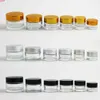 12 x 5g 10g 15g 20g 30g Travel Mini cream glass jar clear container with gold black silver cap Cosmetic Packaginggoods qty