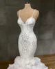 Spaghetti Cristal Robes De Mariée Sirène Perles Volants Chapelle Long Train Appliqued Robes De Mariée robe de noiva 2021328l
