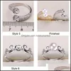 Sieraden-instellingen Ontwerp 925 Sliver Rings DIY Pearl Ring voor Dames Verstelbare Maat Kerst Verklaring Fashion Drop Levering 2021 ADBGQ