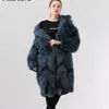 PINK Java 19036本物の毛皮のコートの女性の冬のファッションジャケット長い可能性211129