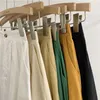 Surmitro 100% Bawełna Midi Długa Spódnica Kobiety Lato Moda Koreański Styl Żółty Wysoka Talia Średnia Plisowana Spódnica Kobieta 210712