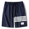 Män Sommar Bomull Sport Shorts Casual Andas Running BoardShorts Fashion Stripe Fitness Bodybuilding 210714