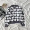 Jacquard Mujer Suetes Vintage Cartoon Cute Kawaii Kvinna Tröjor Preppy Style Ins Casual Pullovers 19034 210415