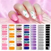 Mode French Manicure Nail Art Stickers 20Tips Nail Sticker Dekaler Sheet With Nails File Shining Folue Flower