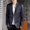 Мода Blazer Masculino Черный Бизнес Повседневная костюм Куртки Осенняя уличная одежда Социальное платье Пальто полосатая стройная подходящая мужская одежда 210527