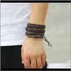 Charm Jewelry2021 6Pcs Handmade Pu Leather Men Women Braided Casual Coffee Weaving Shape Bracelets Multilayer Bangles Stylish Jewelry Gift Dr