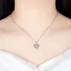 Collana con ciondolo a forma di cuore in cristallo CZ viola/blu/bianco al 100% con catena in argento 925 per regali di gioielli da sposa per donne