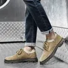 Baskets hommes chaussures décontracté en cuir véritable mode chaussure d'extérieur mâle daim léger Vintage chaussures à lacets solide chaussette chaussures