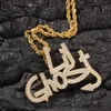 Hip Hop Jewelry Lil Ghost Clear CZ Zircons Pendant Necklace Gold pläterad med kedja för män Kvinnor Nice Lover Gift Rapper Punk Jewel6007145