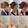 Hårklipp Barrettes Metal Hairclip For Women Girl Korean Ins Style Back Head Big Clip STORA Fashion Accessories Catch Headbond Golden Be