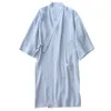 Automne 100% Coton Crêpe Double Gaze Kimono Japonais Robe Femmes Robes Vêtements De Nuit Couple Robe De Chambre Long Pyjama De Mariage 210831