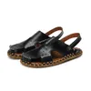 Designer men's leather sandals black white brown outdoor beach men's spring summer sandals walking 39-45