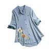 Kvinnors t-shirt 5xl blusar Spring Autumn Pleated Floral Print långärmad avslappnad toppar damer stativ Kontor Lös skjorta plus storlek