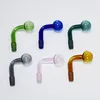 14mm male joint Thick Pyrex Colorful glass oil burner pipes Bent bowl for rig water bubbler bong adapter tobacco nail 30mm big bowls for smoking with 6 colors