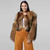 Damesbont faux fursarcar 2021 echte natuurlijke wasbeer jas dikke hele huid echt uitloper winter korte jas