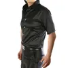 Mäns Kortärmad Silk Satin Skjorta Märke Slim Fit Short Sleeve Tuxedo Skjorta Män Business Man Casual Shirt Whit 210522