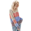 Pullovers och tröjor för kvinnor Höst Casual Långärmad Patchwork Färg V-Neck Female Mode Loose Streetwear Sweater 210608