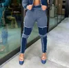 Style Women Patchwork Denim Pants Retro Sexy Jeans Ripped Pencil Panelled Trousers Street Skinny High Waist Lady Jean Pants